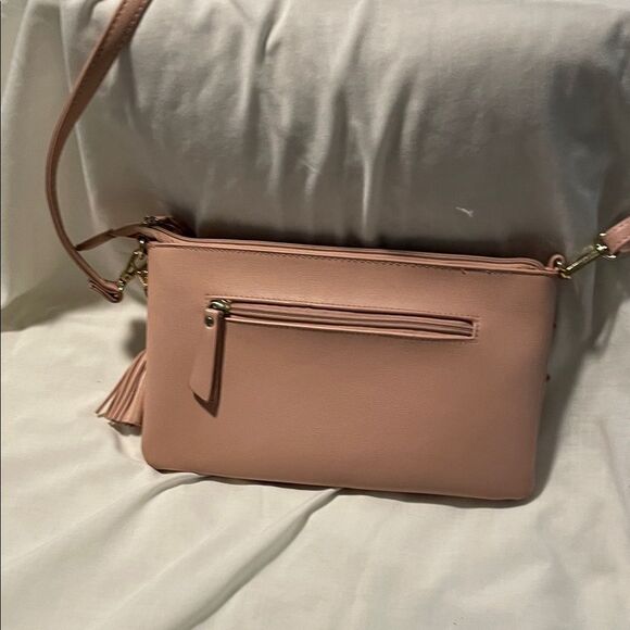 Jessica Simpson Blush Pink Floral Crossbody Bag zippered bag - Picture 5 of 6